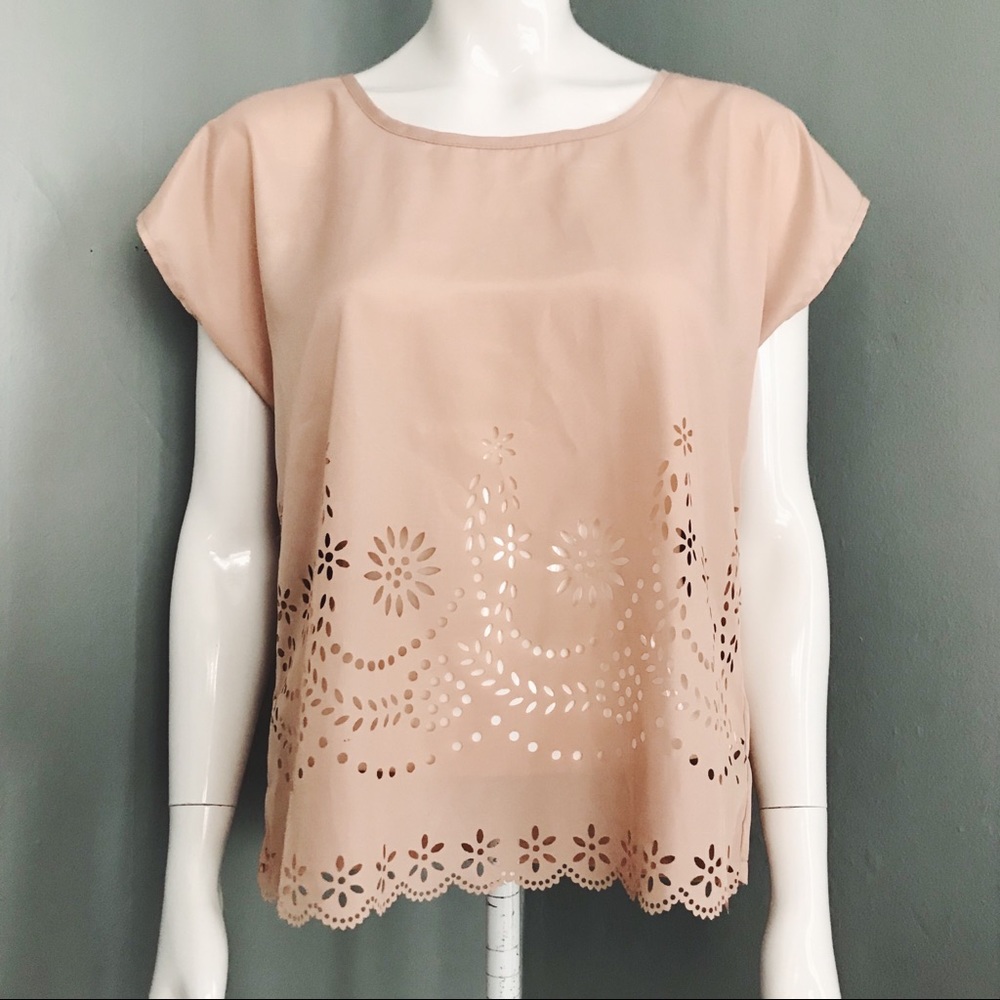 Scalloped Laser Cut Top in Blush Pink | Size S